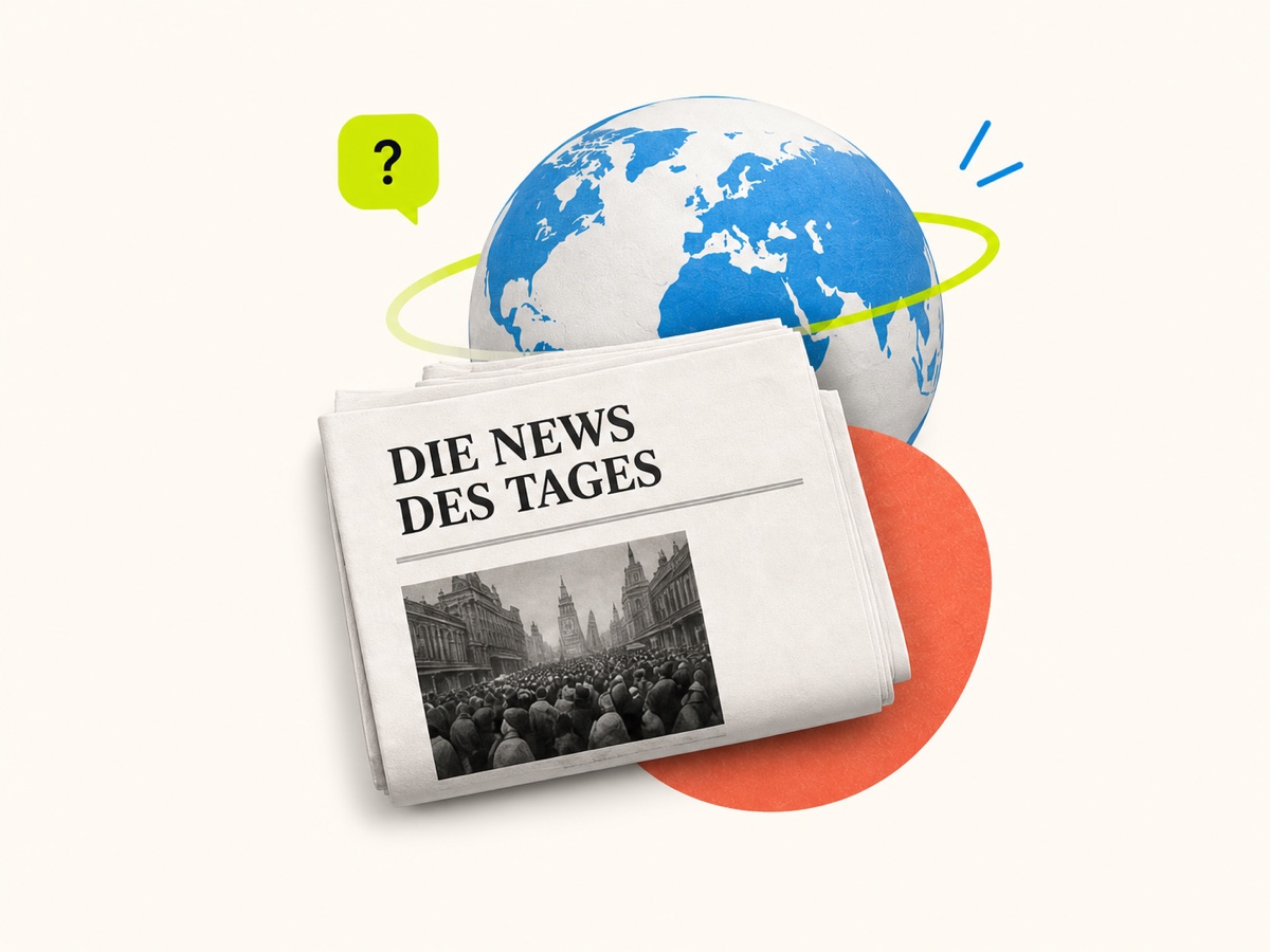 Globus und Zeitung als Symbol für die Nachrichten des Tages